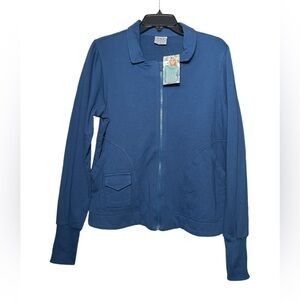 Color Me Cotton CMC full zip Stormy Sky Blue Jacket Womens size L Made USA NWT